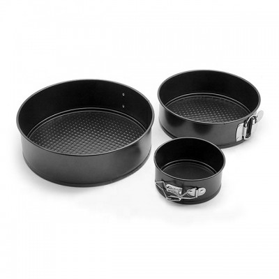 Non-Stick Black Carbon Steel Cakes Molds Metal Bake Mould Removable Bottom Bakeware Cake Supplies Round Cake Baking Pan