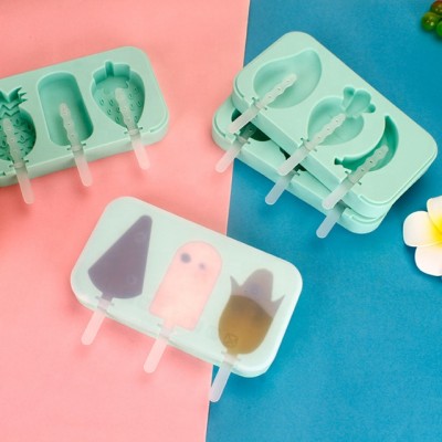 DIY Ice Cream Pop Maker Mold Homemade Popsicle Silicone Molds with Lid Silicone Ice Pop Mold With Plastic Handle