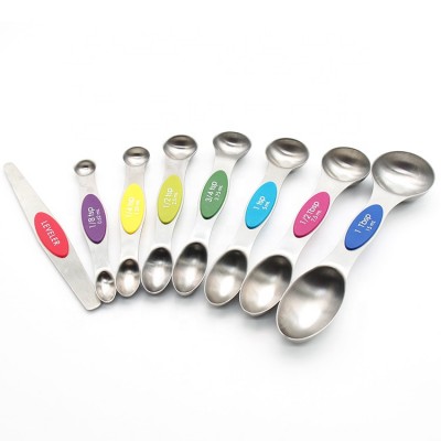 Magnetic Measuring Spoons Set Metal Measuring Spoon Stainless Steel 8 Of Set with Leveler