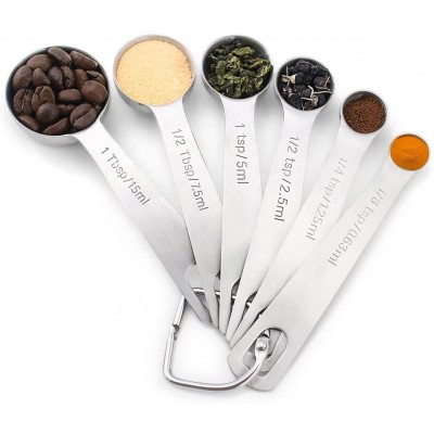 18/8 Stainless Steel Measuring Spoons Set of 6 for Measuring Dry and Liquid Ingredients